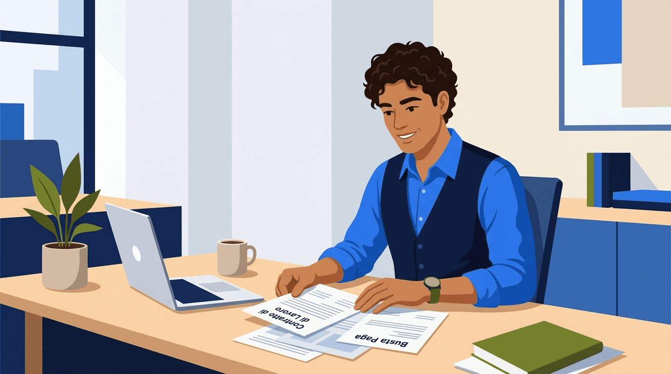 صورة توضيحية لمقال: Contratto di Lavoro وBusta Paga: ما الذي يجب أن يفهمه العامل في إيطاليا؟